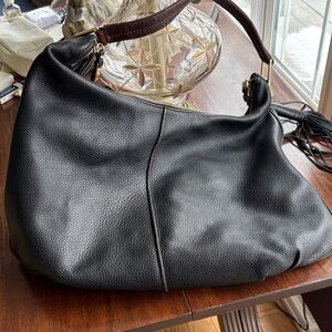 Elegant Black Leather Hobo Bag